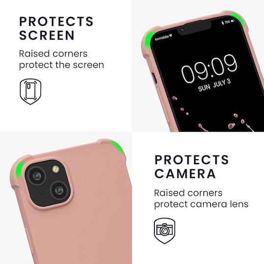 KWmobile Matte Umschlag Rückseite Silikon mit Band Mother Of Pearl (iPhone 14 Plus)