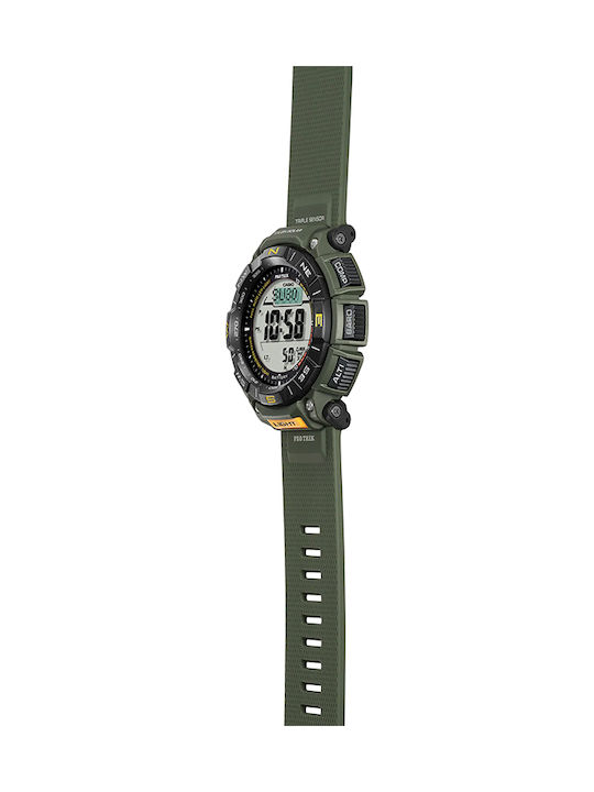 Casio Pro Trek Ceas Digital Bărbați 52mm Cronograf Solar cu Cureaua Neagră Din Cauciuc