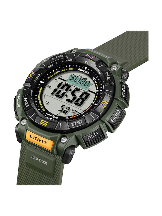 Casio Pro Trek Ceas Digital Bărbați 52mm Cronograf Solar cu Cureaua Neagră Din Cauciuc
