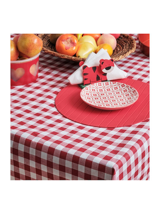 Cokitex Τραπεζομάντηλο Checkered Red 140x140εκ.