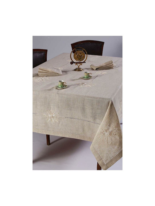 Silk Fashion 4006 Cotton & Polyester Tablecloth with Embroidery Set 13pcs Γκρι 160x350cm