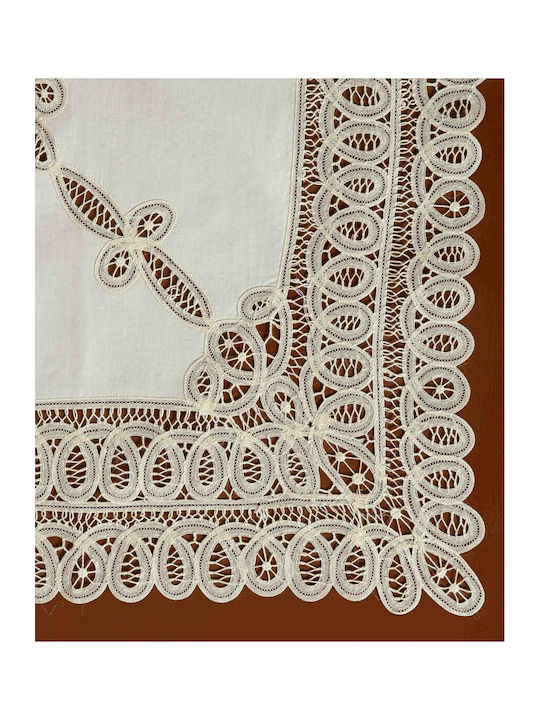 Silk Fashion 4002 Cotton Lace Tablecloth Μπεζ 140x180cm