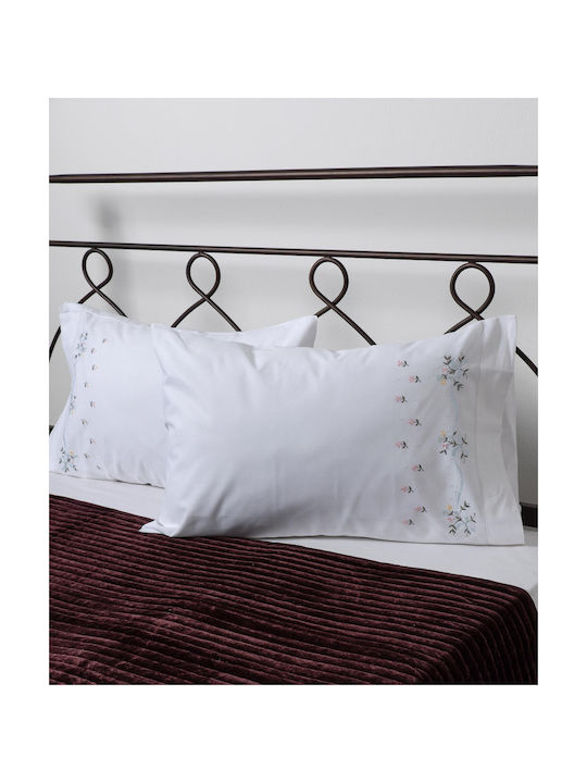 Silk Fashion Σετ Μαξιλαροθήκες με Φάσα Λευκό 46x70εκ.