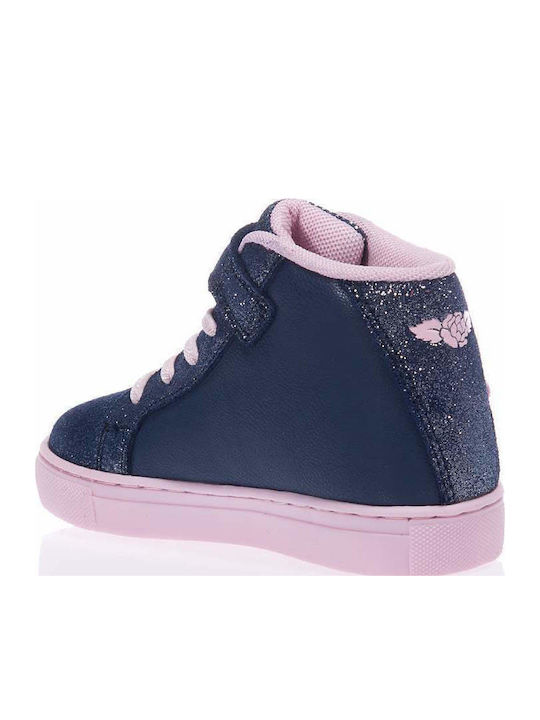 Kids Sneakers High with Scratch & Lights Blue