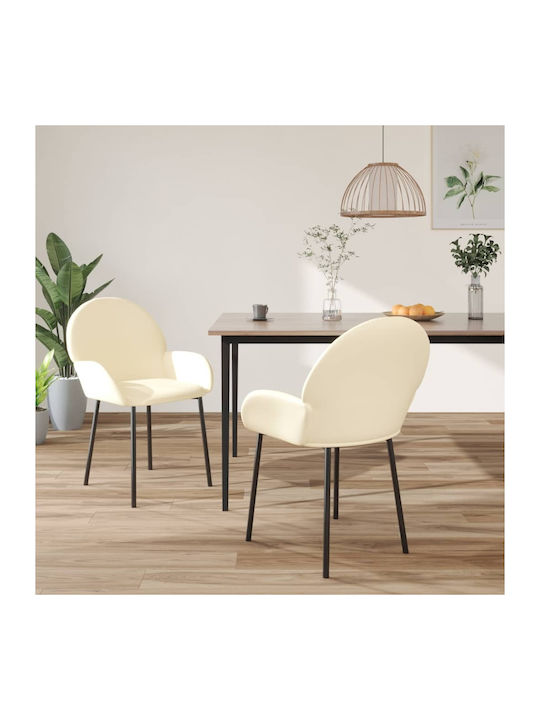 Dining Room Artificial Leather Armchair Cream 58x57x78.5cm 2pcs