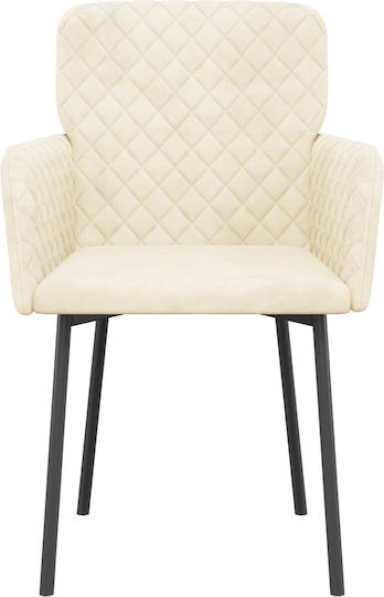 Dining Room Velvet Armchair Κρεμ 51.5x61x78.5cm 2pcs