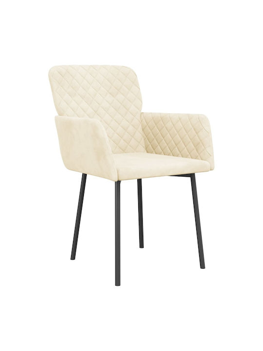 Dining Room Velvet Armchair Κρεμ 51.5x61x78.5cm 2pcs