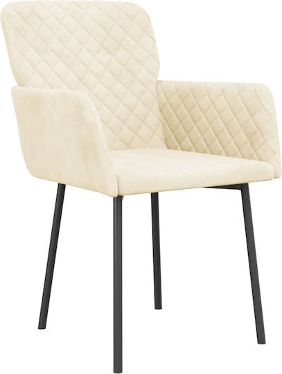Dining Room Velvet Armchair Κρεμ 51.5x61x78.5cm 2pcs