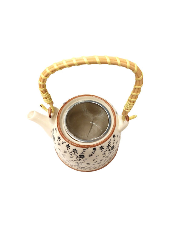 Flowers Teapot with Filter Porcelain Multicolored 750ml