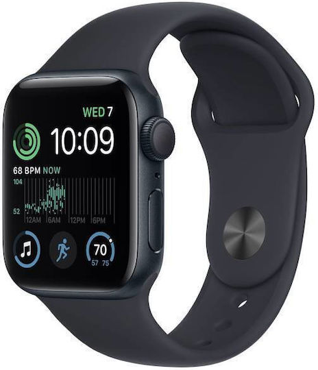 Apple Watch SE 2022 Aluminium 44mm Αδιάβροχο με Παλμογράφο (Midnight with Midnight Sport Band)