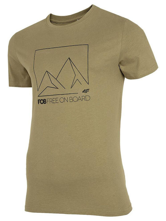 4F Men's Short Sleeve T-shirt Khaki