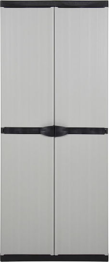 Двукрилен гардероб Пластмаса с разделител и 3 рафтове Grey / Black 68x40x168бр