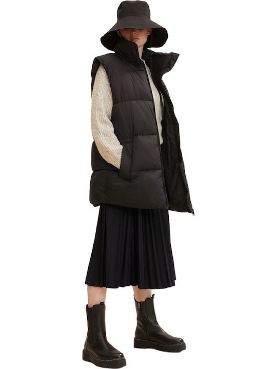 Kurz Damen Puffer Jacke für Winter Schwarz