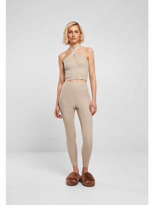 Colanti de femei Cropped Colanti Talie inalta Light Taupe