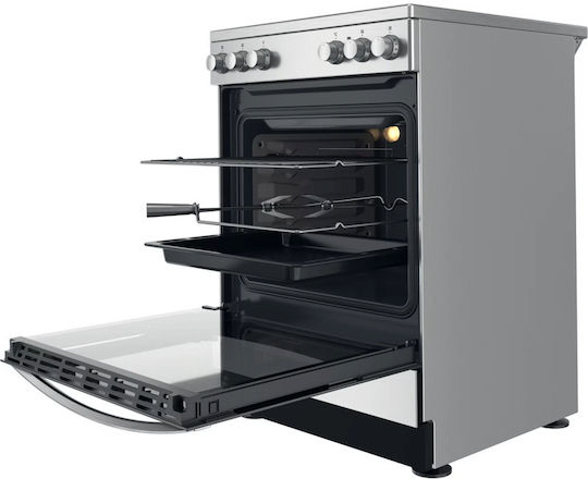 Indesit Herd 69Es mit Keramikkochfeldern B60cm. Inox