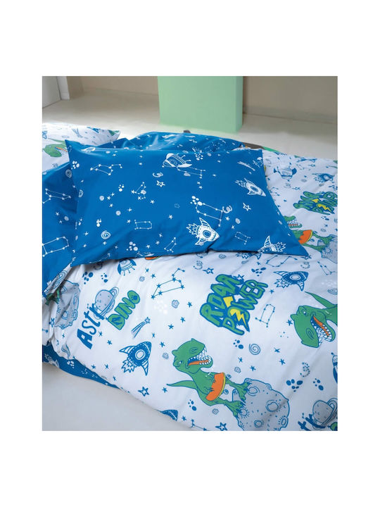 Kentia Denver Set Kinderbettbezug Einzel mit Kissenbezug Baumwolle Blau 160x240cm