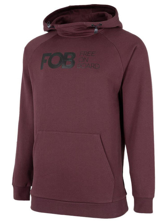 4F Men's Sweatshirt with Hood and Pockets Burgundy