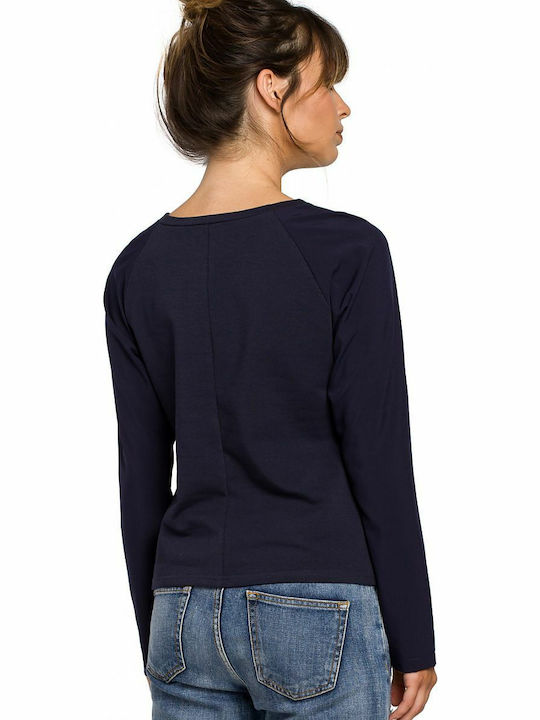 BeWear Women's Blouse Cotton Long Sleeve Navy Blue