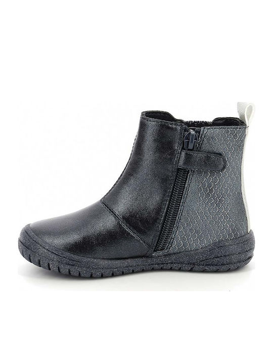 Anatomical Leather Kids Boots with Zipper Blue