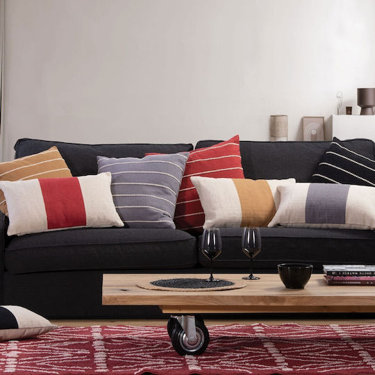 Nef-Nef Homeware Възглавница за диван Livier от 100% Памук Bordo 35x55см.