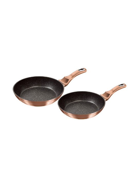Berlinger Haus Metallic Line Pfannen-Set aus Aluminium Rose Gold Collection mit Innenbeschichtung aus Stein 2 Stück