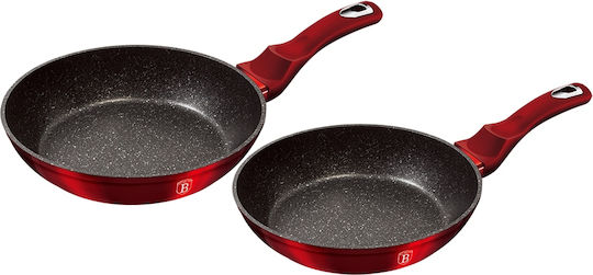 Berlinger Haus Metallic Line Pfannen-Set aus Aluminium Burgundy Collection mit Innenbeschichtung aus Stein 2 Stück