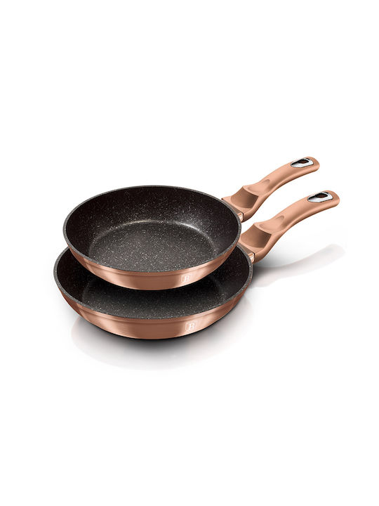 Berlinger Haus Metallic Line Pfannen-Set aus Aluminium Rose Gold Collection mit Innenbeschichtung aus Stein 2 Stück