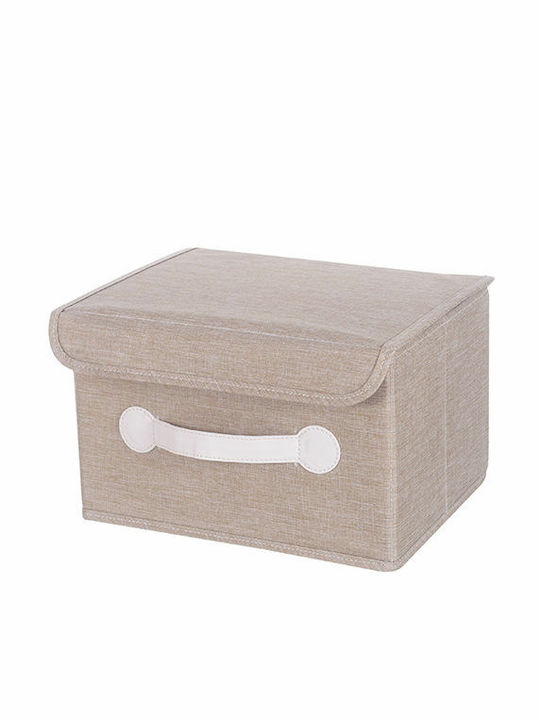 Smart Travel Fabric Storage Box with Lid Beige 26.5x20x16cm