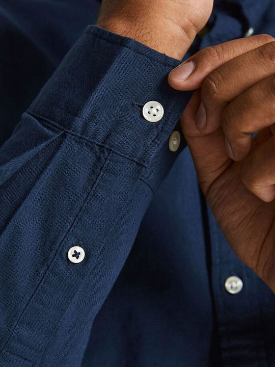 Long-sleeved Cotton Shirt Navy Blazer