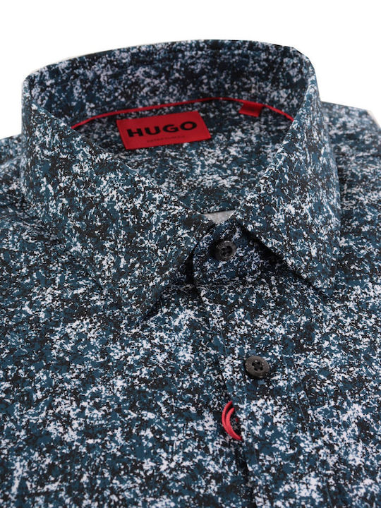 Elisha02 Long Sleeve Cotton Slim Fit Shirt in Navy Blue