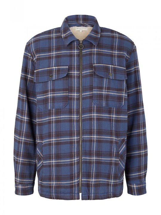 Μακρυμάνικo Overshirt Καρό Μπλε