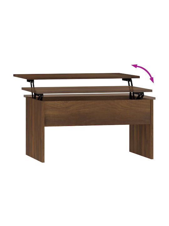 Rectangular Central Wooden Coffee Table with Lifting Mechanism Brown M80xW50.5xH41.5cm