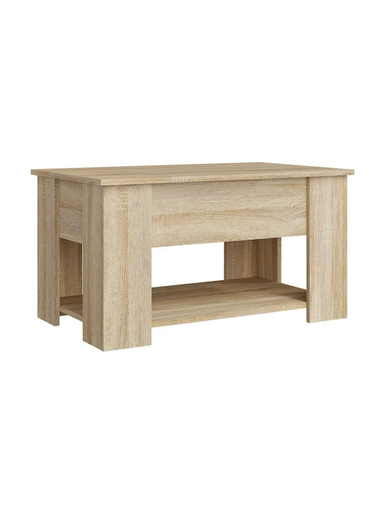 vidaXL Rechteckiges Zentral Kaffeetisch Aus Holz Mit Hebemechanismus Beige M79xB49xH41cm