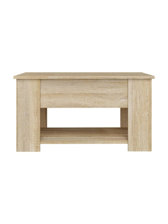vidaXL Rechteckiges Zentral Kaffeetisch Aus Holz Mit Hebemechanismus Beige M79xB49xH41cm