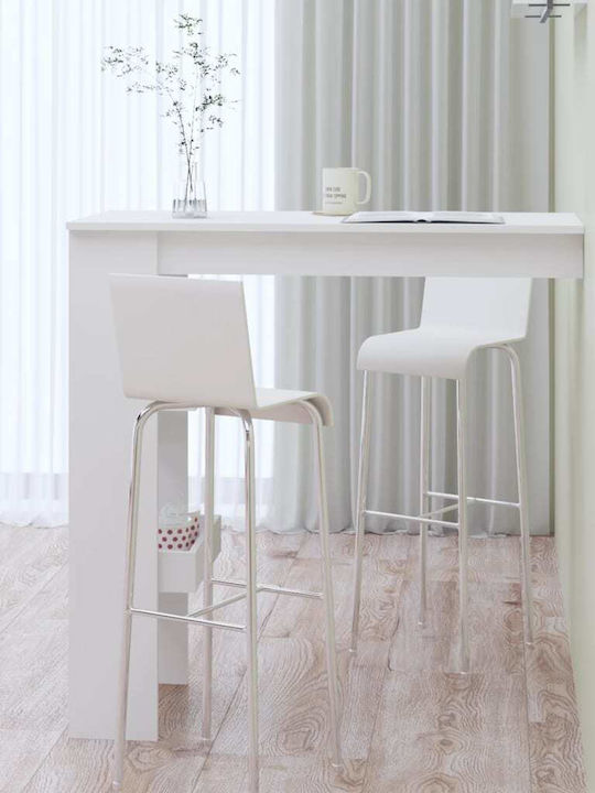 Table Bar Wooden Glossy White 102x45x103.5cm