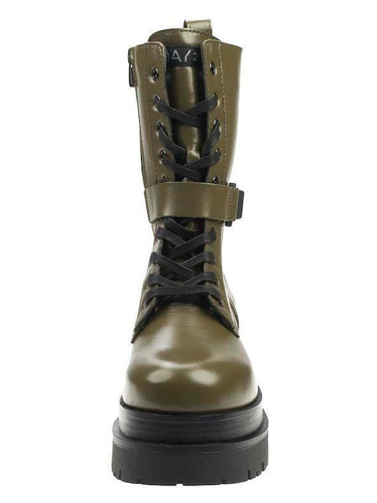 Leather Women's Ankle Boots Khaki