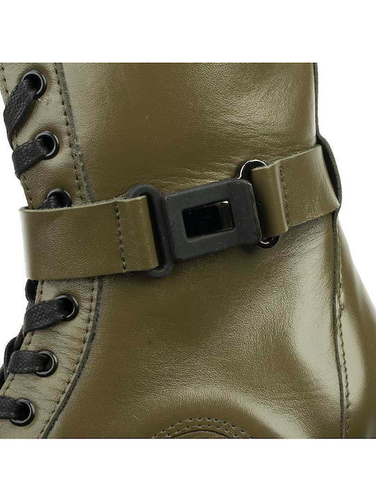 Leather Women's Ankle Boots Khaki