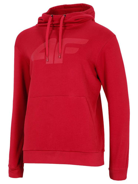 4F Herren Sweatshirt mit Kapuze und Taschen Rot