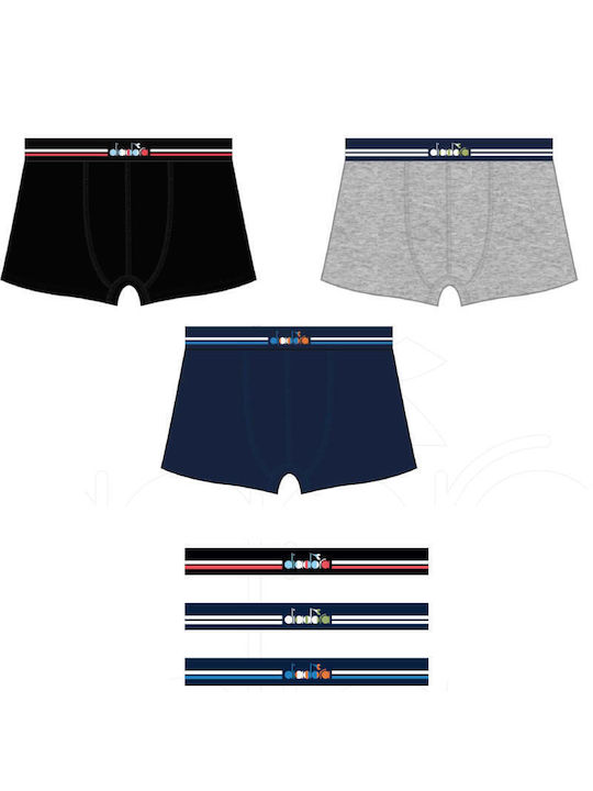 Diadora Herren Boxershorts Black / Navy / Grey 3Packung