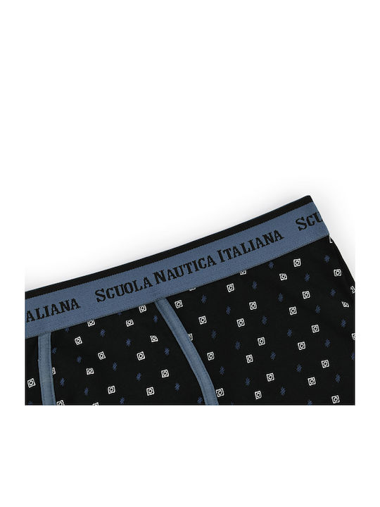 Scuola Nautica Italiana Herren Boxershorts Schwarz mit Mustern 1Packung