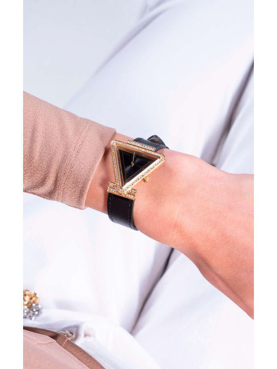 Guess Fame Γυναικείο Ρολόι 34mm Μπαταρίας με Μαύρο Δερμάτινο Λουράκι