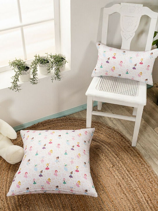 Teoran Kids Decorative Pillow Case Ballerina White 45x45cm