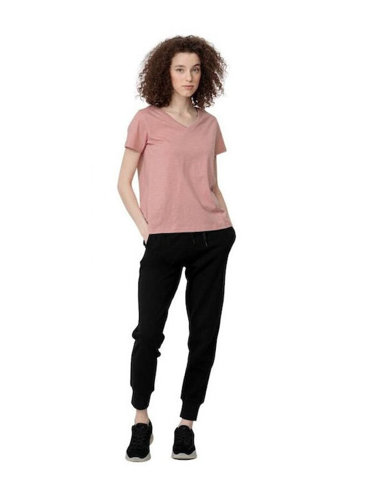 4F Women's Athletic T-shirt with V Neckline Pink