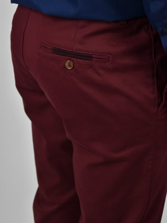 Pantaloni Chino cu Croială Slim Burgundy