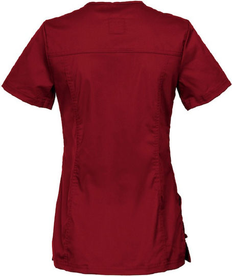 Be Unique Victoria Women's Burgundy Medical Blouse Cotton and Polyester
