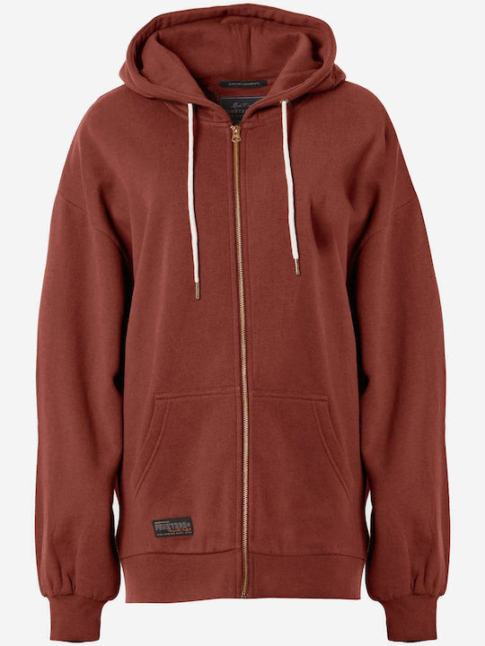 Long Women's Sweatshirt Jacket Hooded Chocolate