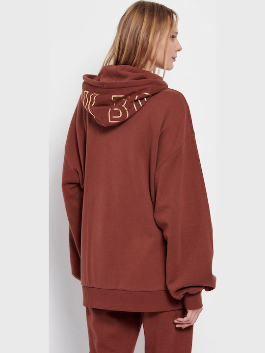 Long Women's Sweatshirt Jacket Hooded Chocolate