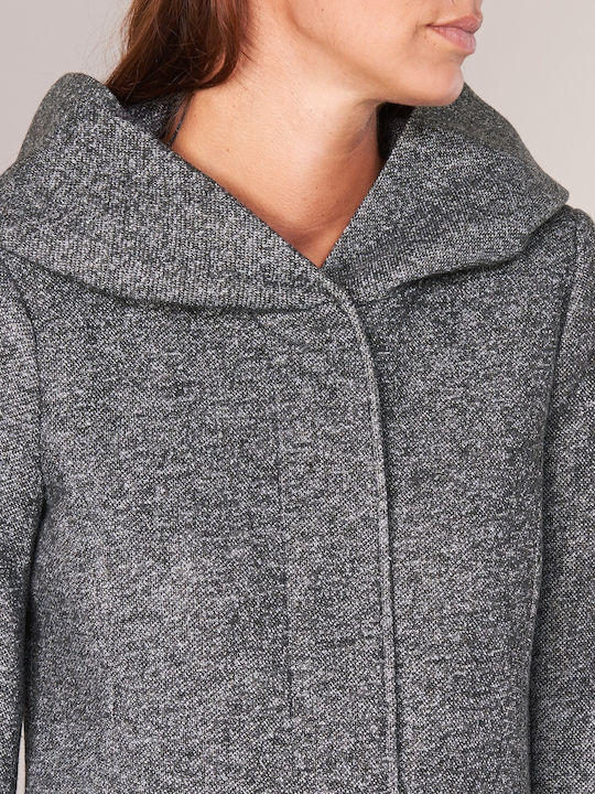 Sedona Women's Dark Grey Melange Peacoat with Hood