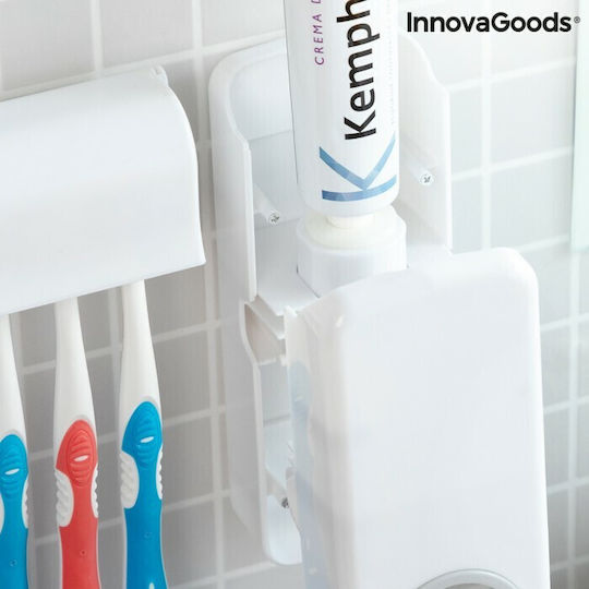 InnovaGoods Diseeth Toothbrush Support Base with Automatic Toothpaste Dispenser Wallpaper Plastic White