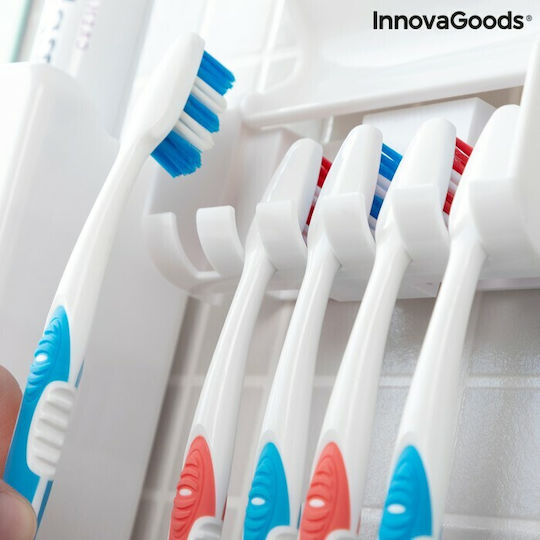 InnovaGoods Diseeth Toothbrush Support Base with Automatic Toothpaste Dispenser Wallpaper Plastic White